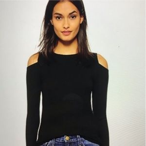 LNA Ribbed Cold Shoulder Long Sleeve Tee XS